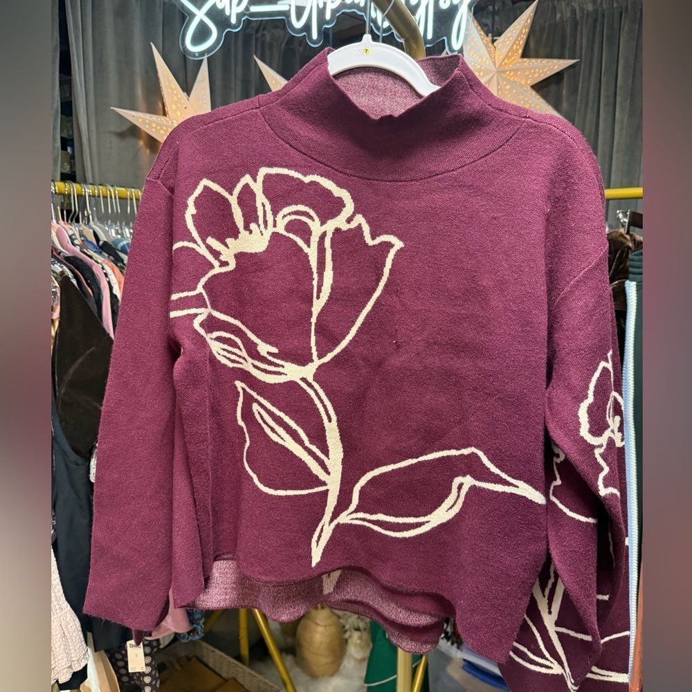 NWOT Maeve x Anthropologie The Carys Floral Print Mock Neck Sweater - Picture 2 of 6